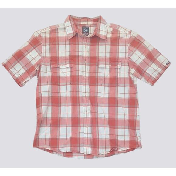 KIRRA Mens Short Sleeve 100% Cotton Plaid Check Button Front Shirt Size Large - Picture 1 of 5